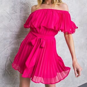 Flying Tomato Women’s Barbie Pink Romper Off-the-Shoulder Size Small